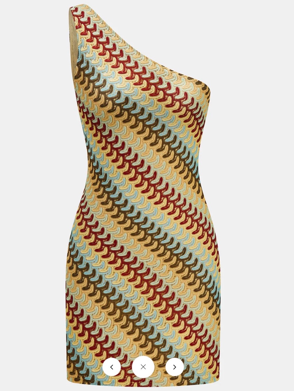 Commense One-Shoulder Wave Striped Slim Fit Mini Dress - Large